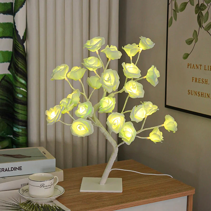 Removable Plastic Base Small Night Lamp Rose Tree