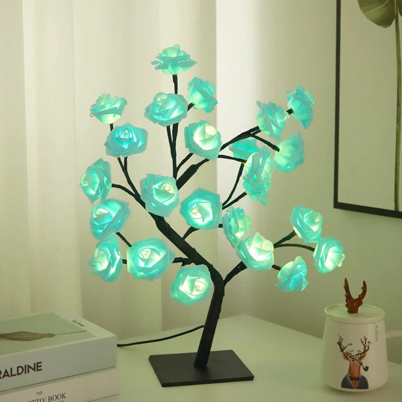 Removable Plastic Base Small Night Lamp Rose Tree