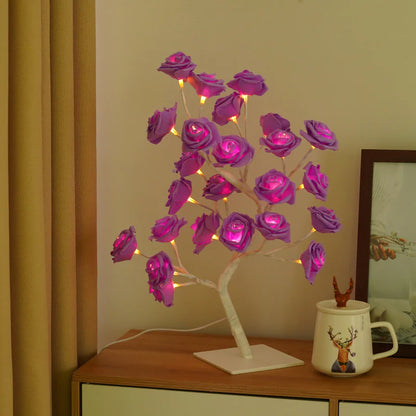 Removable Plastic Base Small Night Lamp Rose Tree