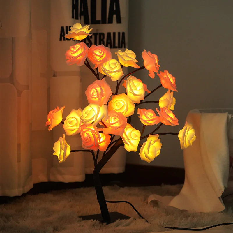 Removable Plastic Base Small Night Lamp Rose Tree