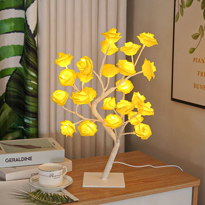 Removable Plastic Base Small Night Lamp Rose Tree