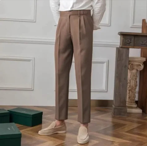 Men's Slim-Fit Cropped Suit Pants