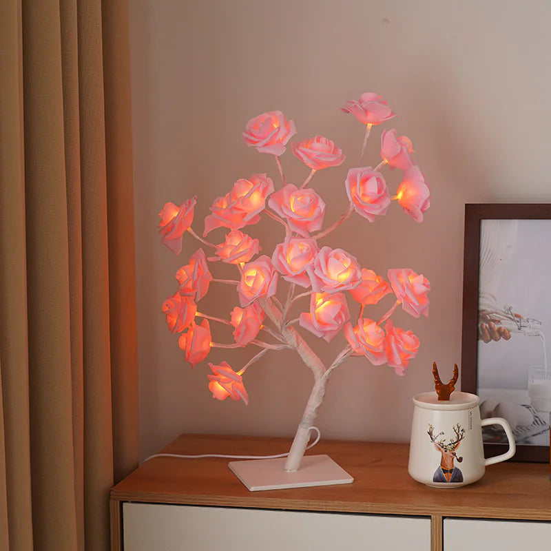 Removable Plastic Base Small Night Lamp Rose Tree