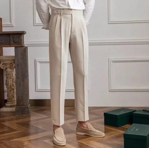 Men's Slim-Fit Cropped Suit Pants