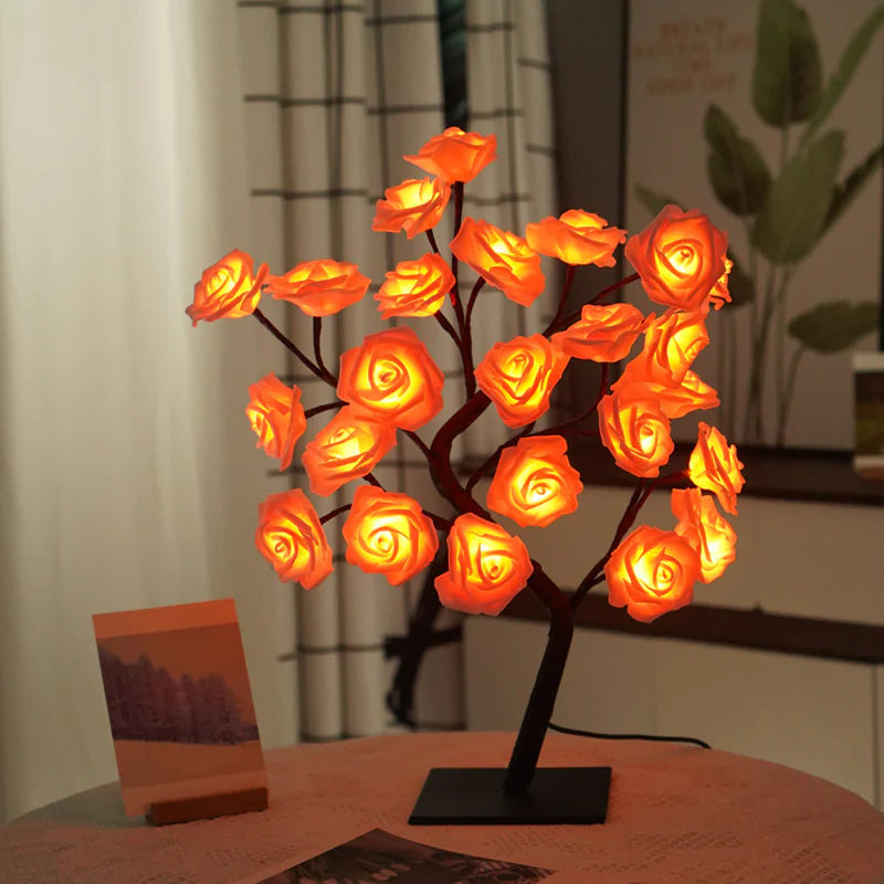 Removable Plastic Base Small Night Lamp Rose Tree